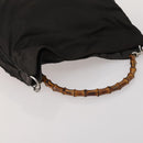GUCCI GG Canvas Bamboo Shoulder Bag Leather Canvas 3 Set Brown Black Auth 187469-5