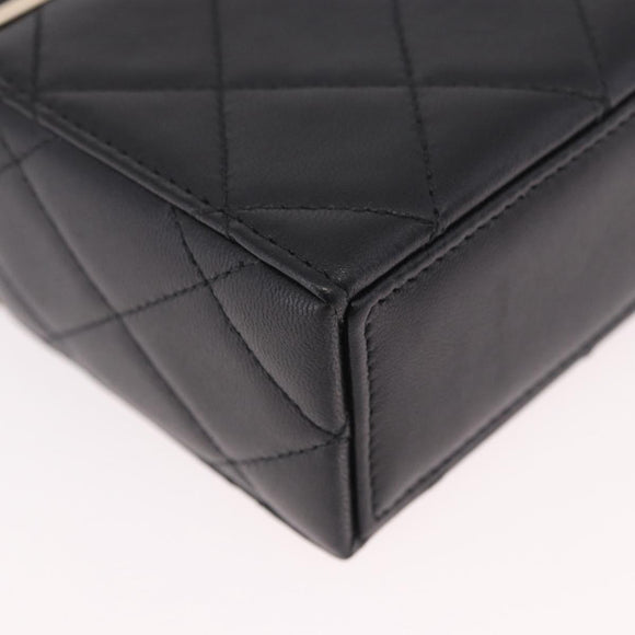 CHANEL Matelasse Chain Shoulder Bag Lamb Skin Black Gold CC Auth 187480SAM