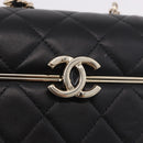 CHANEL Matelasse Chain Shoulder Bag Lamb Skin Black Gold CC Auth 187480SAM-18