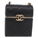 CHANEL Matelasse Chain Shoulder Bag Lamb Skin Black Gold CC Auth 187480SAM-13