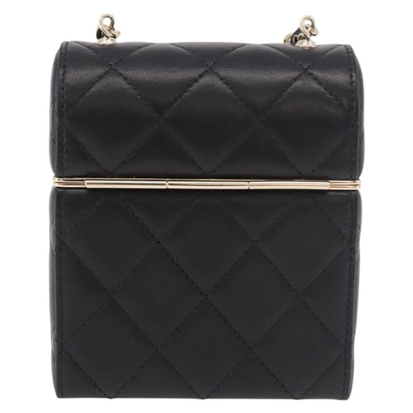 CHANEL Matelasse Chain Shoulder Bag Lamb Skin Black Gold CC Auth 187480SAM