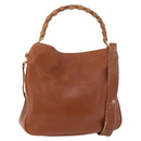 GUCCI Bamboo Shoulder Bag Leather 2way Brown Gold 001 0166 1638 Auth 187484-1