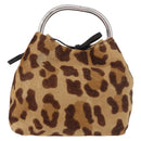 PRADA Pouch Unborn Calf Skin Brown Silver Auth 187486V-13