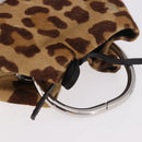 PRADA Pouch Unborn Calf Skin Brown Silver Auth 187486V-4