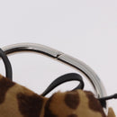 PRADA Pouch Unborn Calf Skin Brown Silver Auth 187486V-6