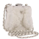 CHANEL Matelasse Chain Shoulder Bag Bore White Silver CC Auth 187487SAM-1