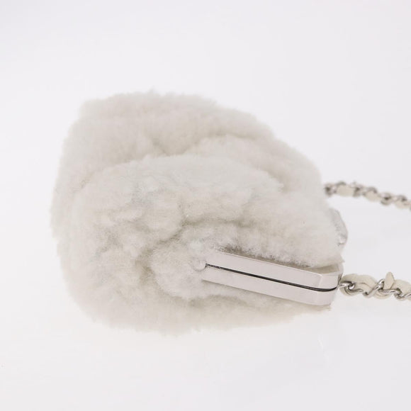 CHANEL Matelasse Chain Shoulder Bag Bore White Silver CC Auth 187487SAM