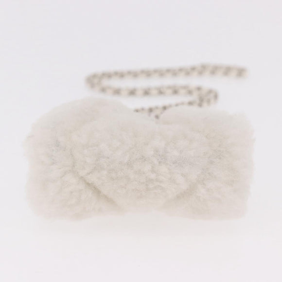 CHANEL Matelasse Chain Shoulder Bag Bore White Silver CC Auth 187487SAM