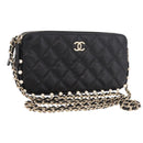 CHANEL Matelasse Chain Shoulder Bag Calf Skin Black Gold CC Auth 187491SAM-1