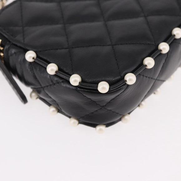 CHANEL Matelasse Chain Shoulder Bag Calf Skin Black Gold CC Auth 187491SAM