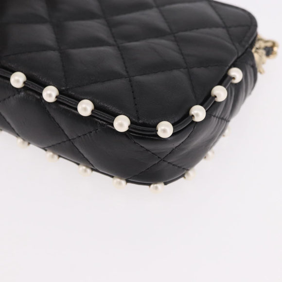 CHANEL Matelasse Chain Shoulder Bag Calf Skin Black Gold CC Auth 187491SAM