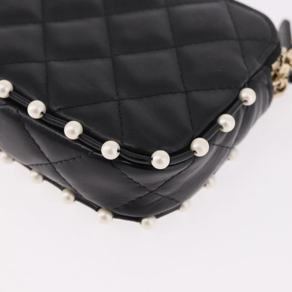 CHANEL Matelasse Chain Shoulder Bag Calf Skin Black Gold CC Auth 187491SAM
