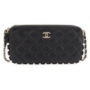 CHANEL Matelasse Chain Shoulder Bag Calf Skin Black Gold CC Auth 187491SAM-13
