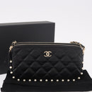 CHANEL Matelasse Chain Shoulder Bag Calf Skin Black Gold CC Auth 187491SAM-12