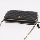 CHANEL Matelasse Chain Shoulder Bag Calf Skin Black Gold CC Auth 187491SAM-6