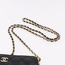 CHANEL Matelasse Chain Shoulder Bag Calf Skin Black Gold CC Auth 187491SAM-14
