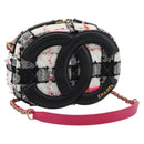 CHANEL Matelasse Chain Shoulder Bag tweed White Gold CC Auth 187493SM-1