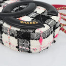 CHANEL Matelasse Chain Shoulder Bag tweed White Gold CC Auth 187493SM-10