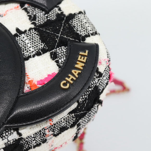 CHANEL Matelasse Chain Shoulder Bag tweed White Gold CC Auth 187493SM