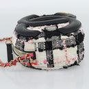 CHANEL Matelasse Chain Shoulder Bag tweed White Gold CC Auth 187493SM-4