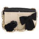 CHANEL Choco Bar Chain Shoulder Bag Lamb Skin Black Gold CC Auth 187494SAM-1