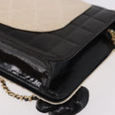 CHANEL Choco Bar Chain Shoulder Bag Lamb Skin Black Gold CC Auth 187494SAM-17