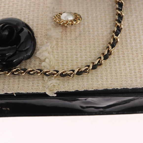 CHANEL Choco Bar Chain Shoulder Bag Lamb Skin Black Gold CC Auth 187494SAM