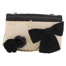 CHANEL Choco Bar Chain Shoulder Bag Lamb Skin Black Gold CC Auth 187494SAM-13
