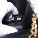 CHANEL Choco Bar Chain Shoulder Bag Lamb Skin Black Gold CC Auth 187494SAM-12