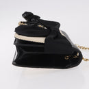 CHANEL Choco Bar Chain Shoulder Bag Lamb Skin Black Gold CC Auth 187494SAM-3