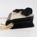 CHANEL Choco Bar Chain Shoulder Bag Lamb Skin Black Gold CC Auth 187494SAM-4