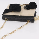 CHANEL Choco Bar Chain Shoulder Bag Lamb Skin Black Gold CC Auth 187494SAM-6