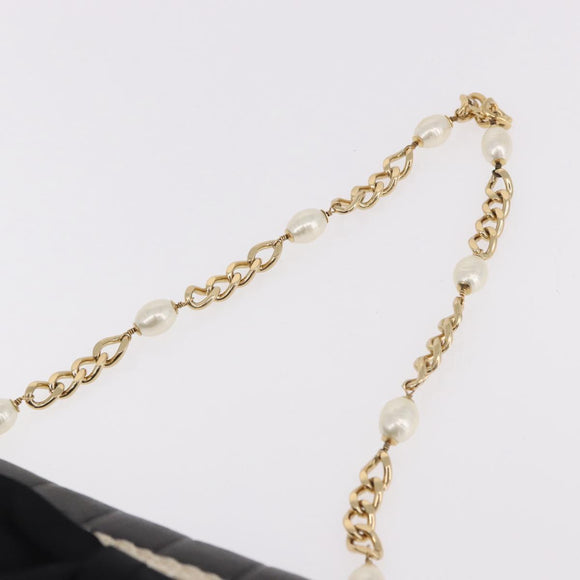 CHANEL Choco Bar Chain Shoulder Bag Lamb Skin Black Gold CC Auth 187494SAM