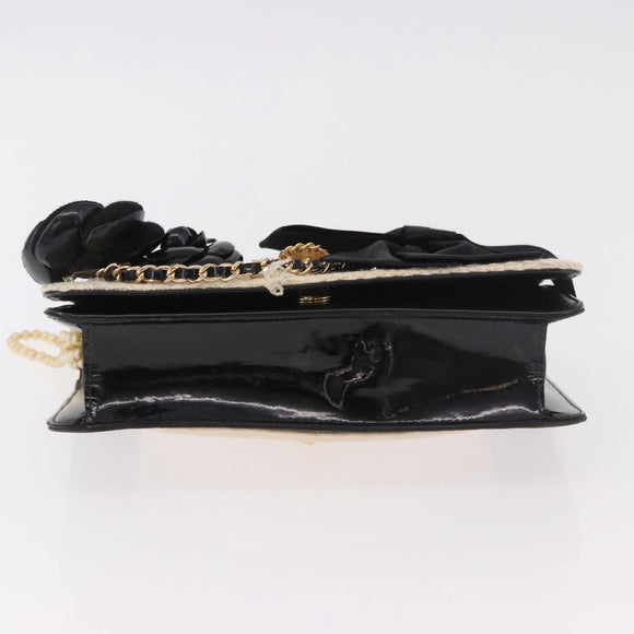 CHANEL Choco Bar Chain Shoulder Bag Lamb Skin Black Gold CC Auth 187494SAM