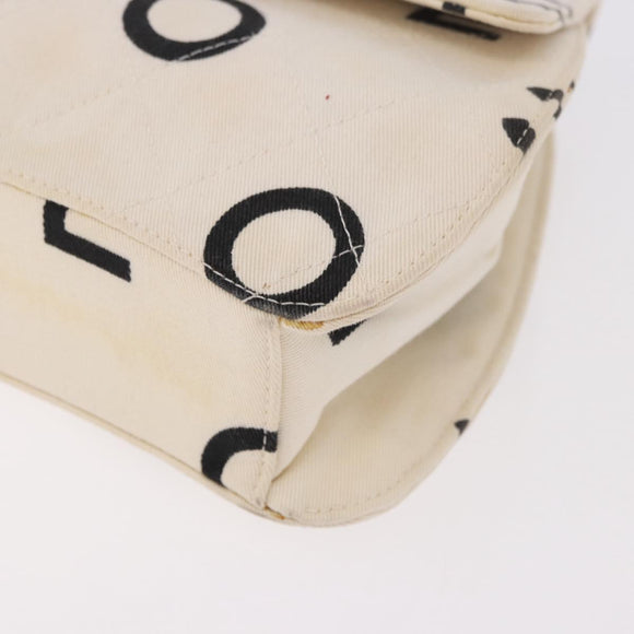 CHANEL Matelasse Chain Hand Bag Canvas White Silver CC Auth 187495V