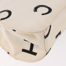 CHANEL Matelasse Chain Hand Bag Canvas White Silver CC Auth 187495V-15