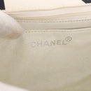 CHANEL Matelasse Chain Hand Bag Canvas White Silver CC Auth 187495V-17