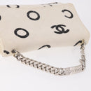 CHANEL Matelasse Chain Hand Bag Canvas White Silver CC Auth 187495V-6