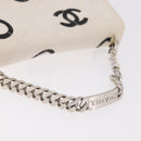 CHANEL Matelasse Chain Hand Bag Canvas White Silver CC Auth 187495V-7