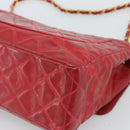 CHANEL Matelasse Chain Shoulder Bag Patent leather Red Gold CC Auth 187496-12