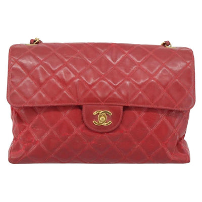 CHANEL Matelasse Chain Shoulder Bag Patent leather Red Gold CC Auth 187496 - 0