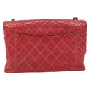 CHANEL Matelasse Chain Shoulder Bag Patent leather Red Gold CC Auth 187496-3