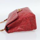 CHANEL Matelasse Chain Shoulder Bag Patent leather Red Gold CC Auth 187496-4