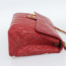 CHANEL Matelasse Chain Shoulder Bag Patent leather Red Gold CC Auth 187496-5