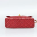 CHANEL Matelasse Chain Shoulder Bag Patent leather Red Gold CC Auth 187496-9