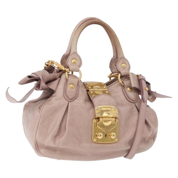 Miu Miu Handtas Leer 2-weg Roze Goud Auth 187497