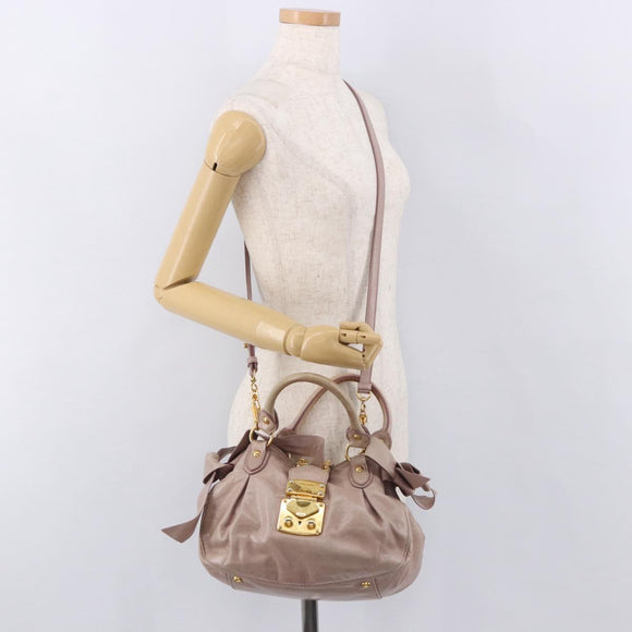 Miu Miu Handtas Leer 2-weg Roze Goud Auth 187497