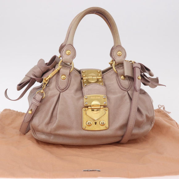 Miu Miu Handtas Leer 2-weg Roze Goud Auth 187497
