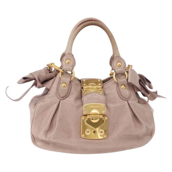 Miu Miu Handtas Leer 2-weg Roze Goud Auth 187497