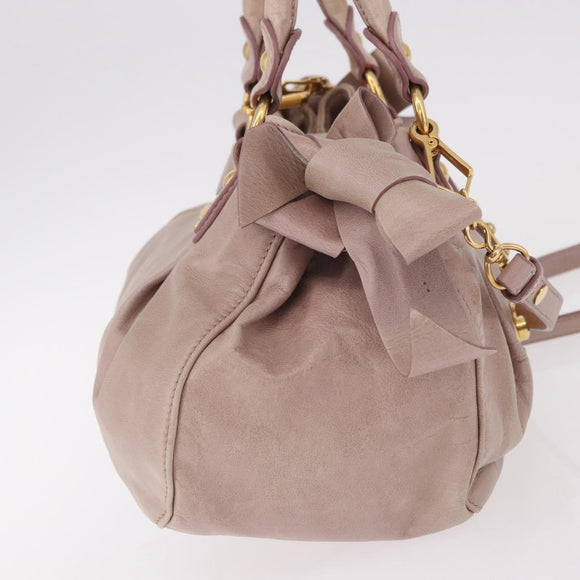 Miu Miu Handtas Leer 2-weg Roze Goud Auth 187497